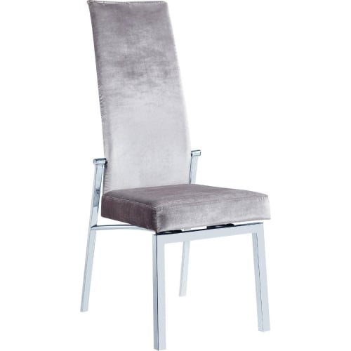 Anabel Motion Back Dining Chair in Gray Velvet & Chrome (Set of 2)